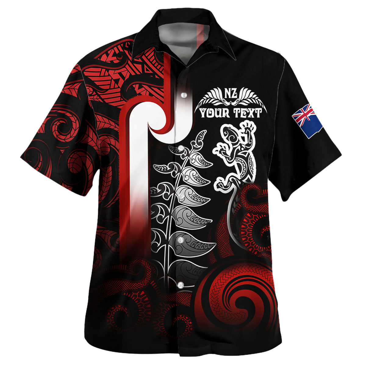 New Zealand Gradient Hawaiian Shirt - Maori Tino Rangatiratanga With Lizard And Silver Fern