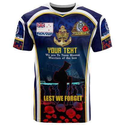 New Zealand T-Shirt Custom Anzac Day Royal New Zealand Navy Te Taua Moana o Aotearoa