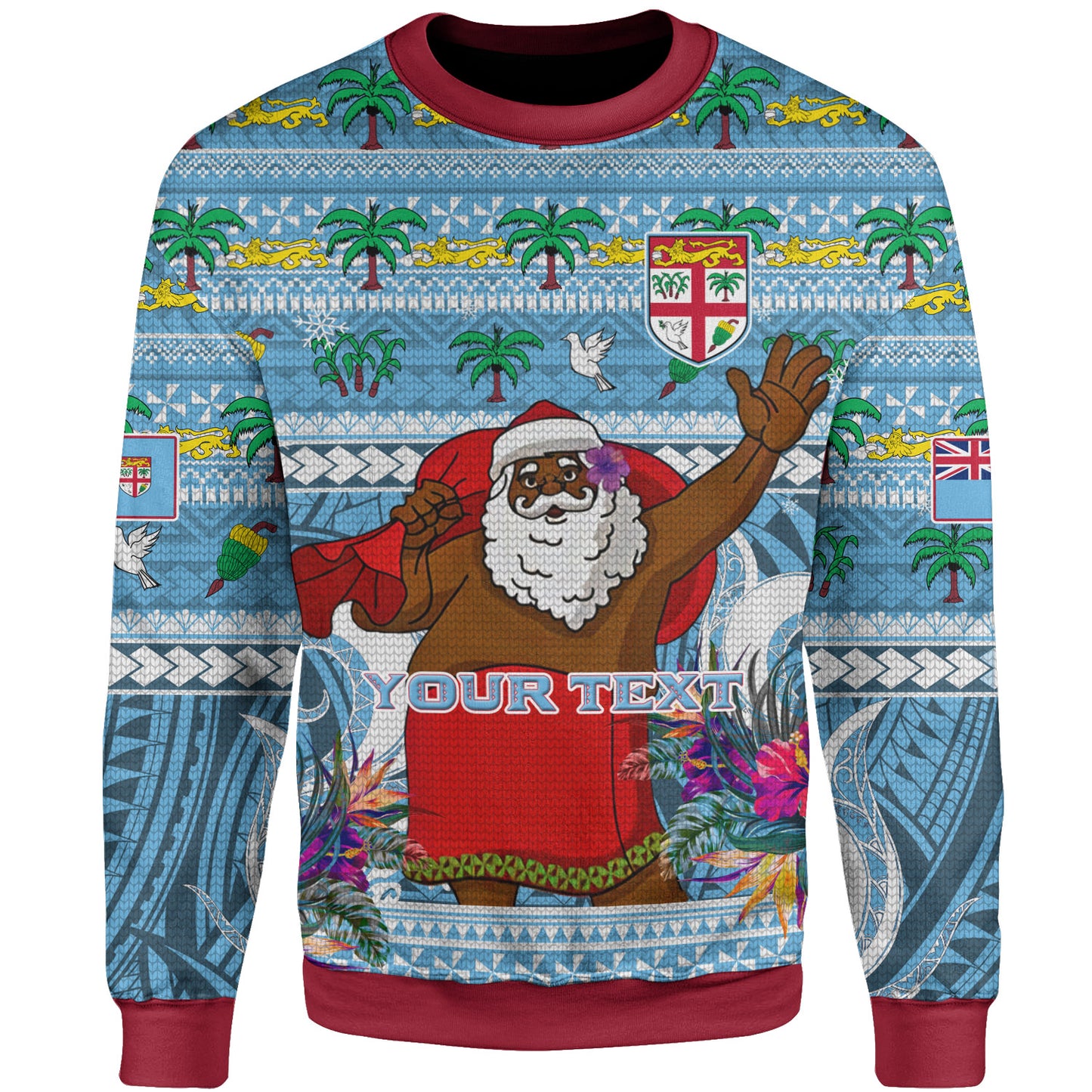 Fiji Sweatshirt Custom Merry Christmas Bula Santa Marau na Kerisimasi Fiji