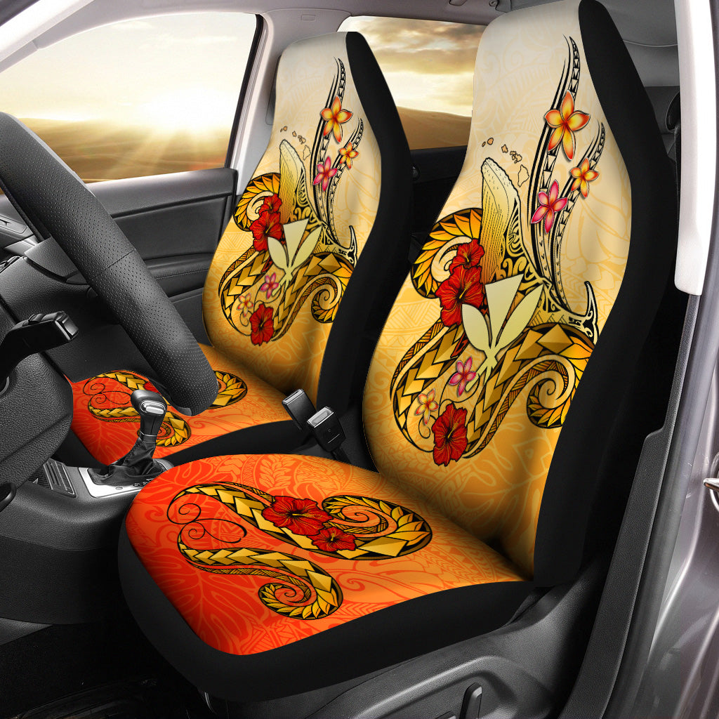 Hawaii Car Seat Covers Humpback Whale with Hibiscus Plumeria