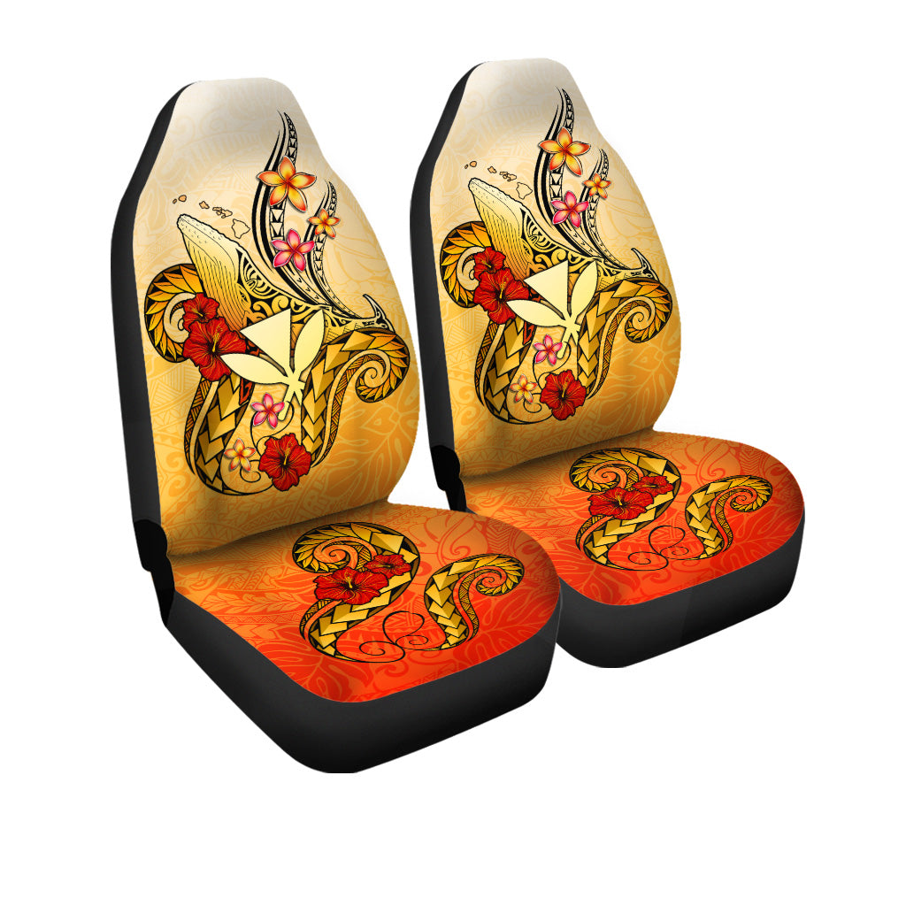 Hawaii Car Seat Covers Humpback Whale with Hibiscus Plumeria