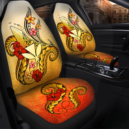 Hawaii Car Seat Covers Humpback Whale with Hibiscus Plumeria