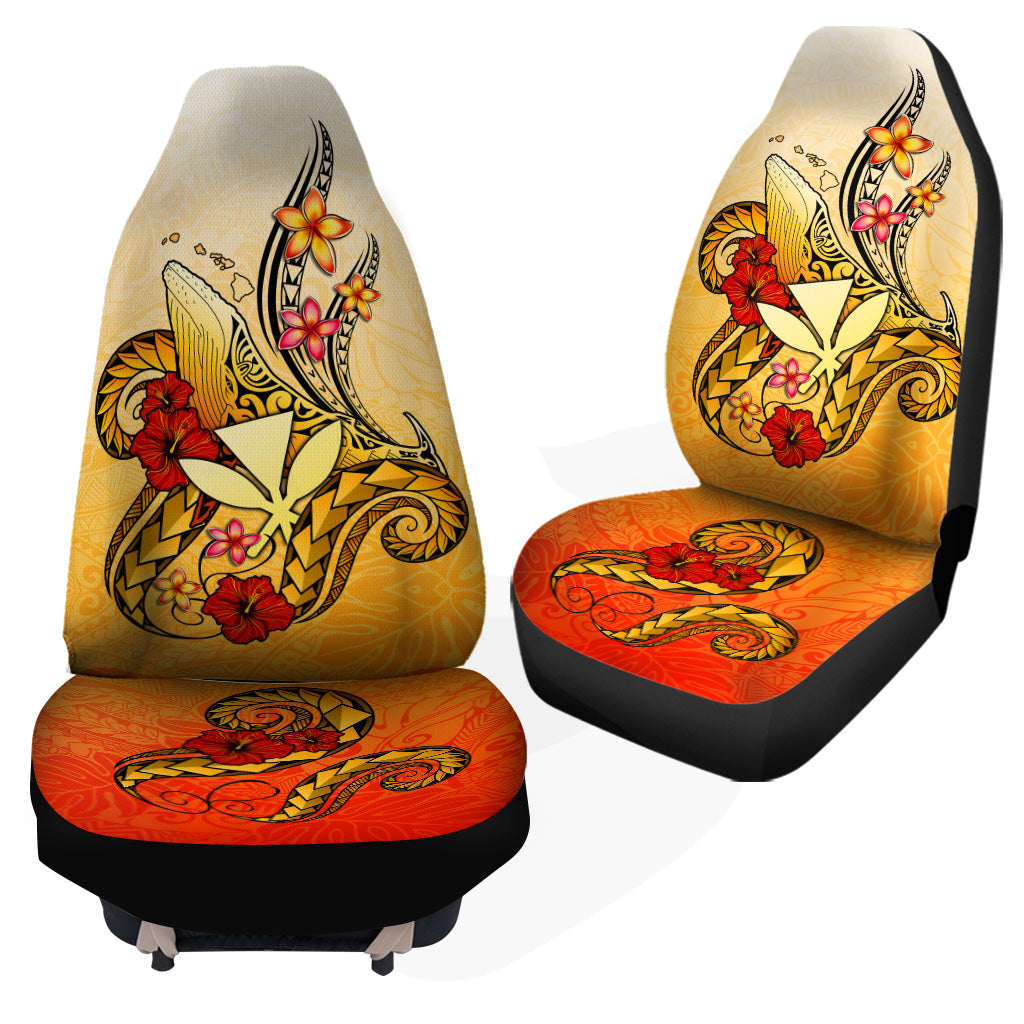 Hawaii Car Seat Covers Humpback Whale with Hibiscus Plumeria