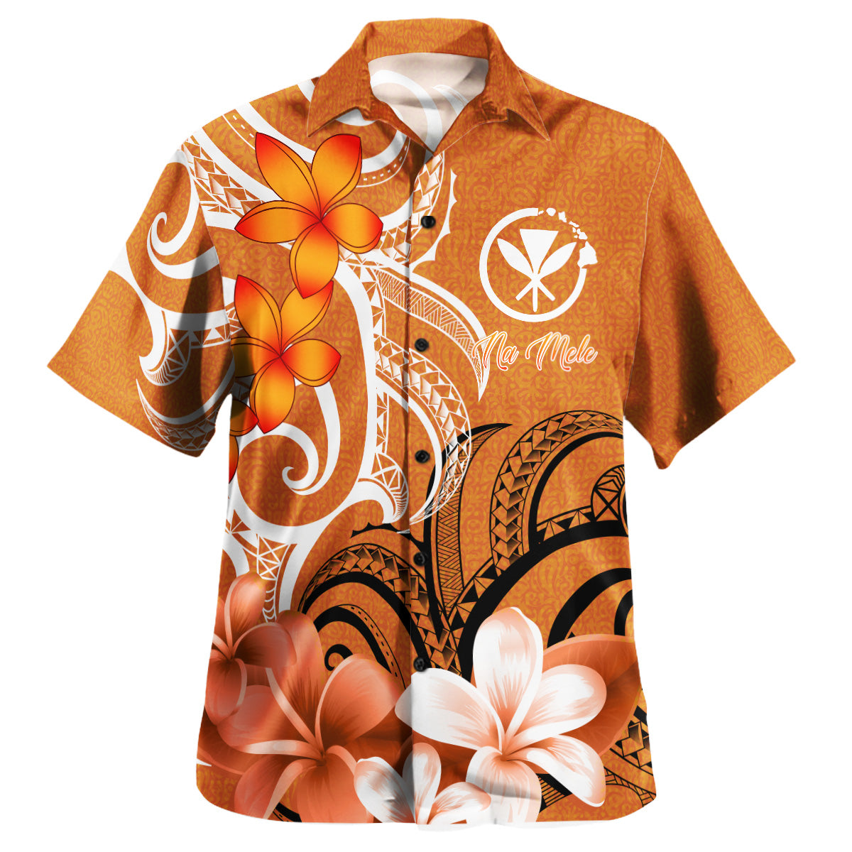 (Na Mele) Custom Personalised Hawaiian Shirt Polynesian Floral Spirit Orange