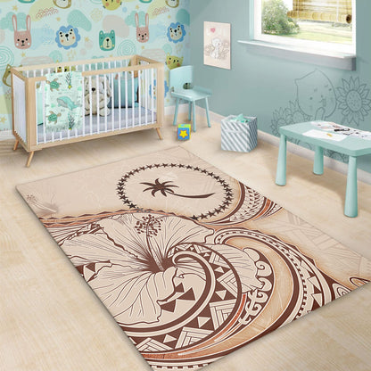 Chuuk State Area Rug Hibiscus Flower Vintage Style