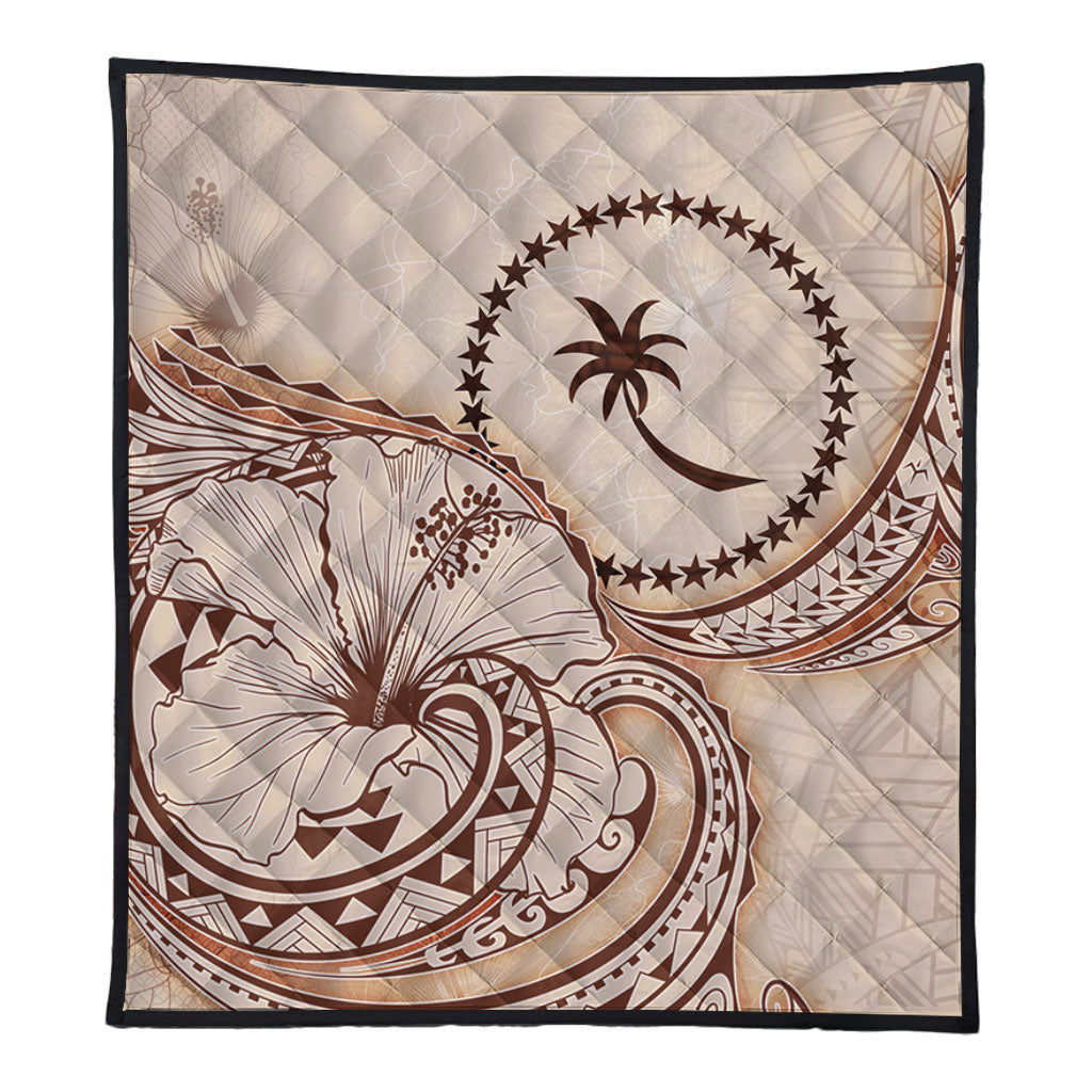 Chuuk State Premium Quilt Hibiscus Flower Vintage Style