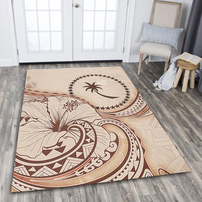 Chuuk State Area Rug Hibiscus Flower Vintage Style