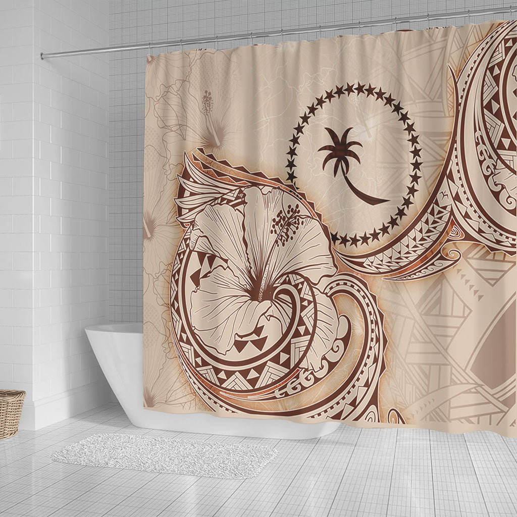 Chuuk State Shower Curtain Hibiscus Flower Vintage Style
