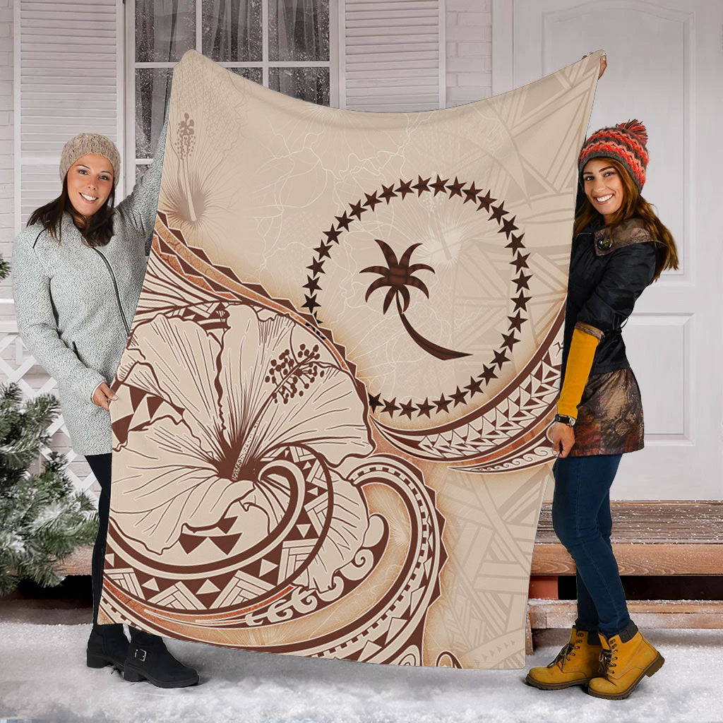 Chuuk State Premium Blanket Hibiscus Flower Vintage Style