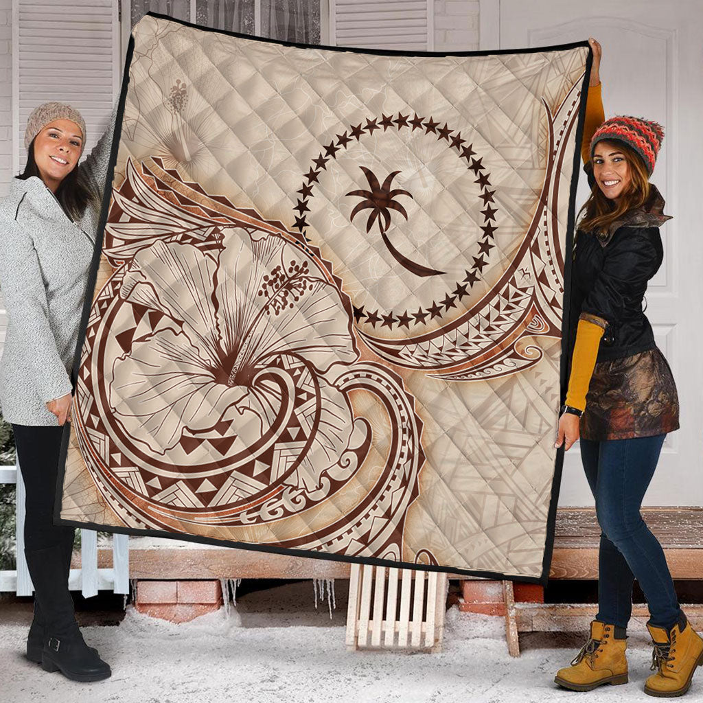 Chuuk State Premium Quilt Hibiscus Flower Vintage Style
