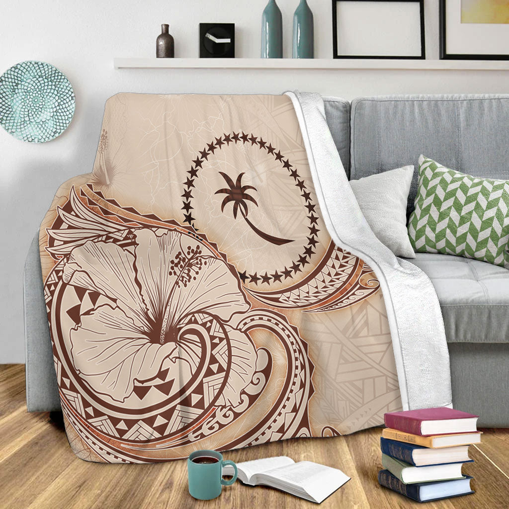 Chuuk State Premium Blanket Hibiscus Flower Vintage Style