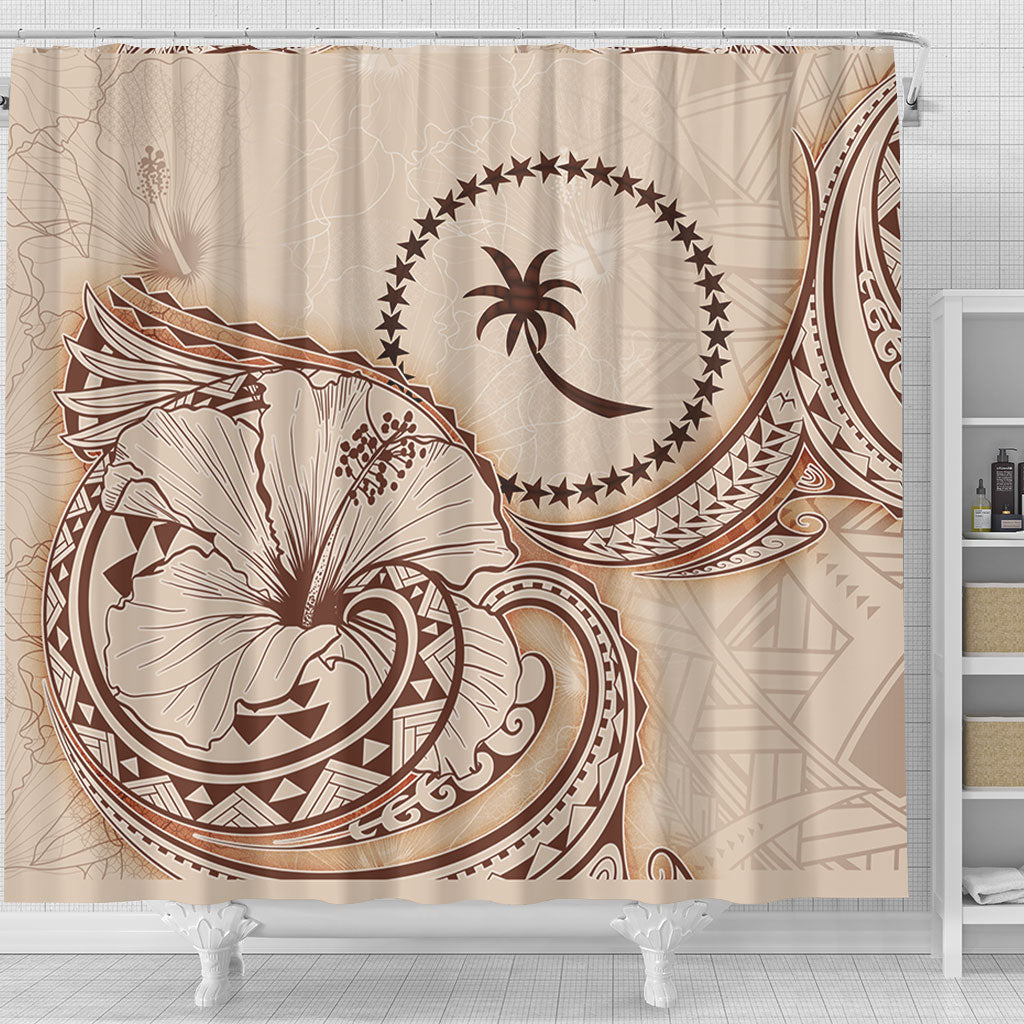 Chuuk State Shower Curtain Hibiscus Flower Vintage Style