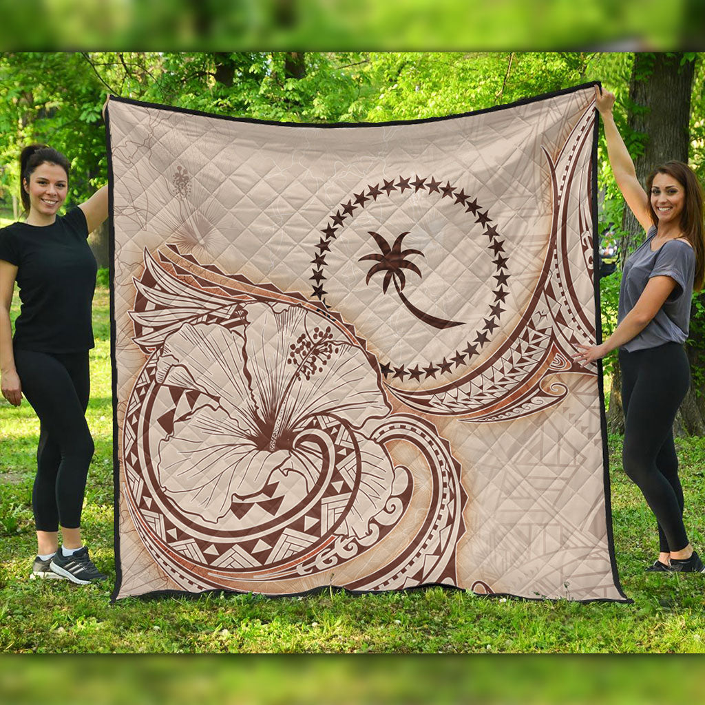 Chuuk State Premium Quilt Hibiscus Flower Vintage Style
