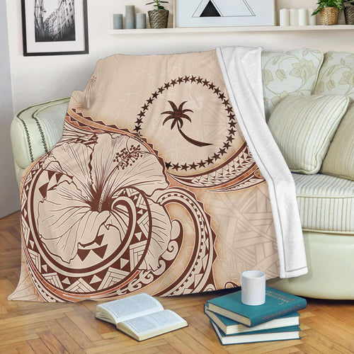 Chuuk State Premium Blanket Hibiscus Flower Vintage Style