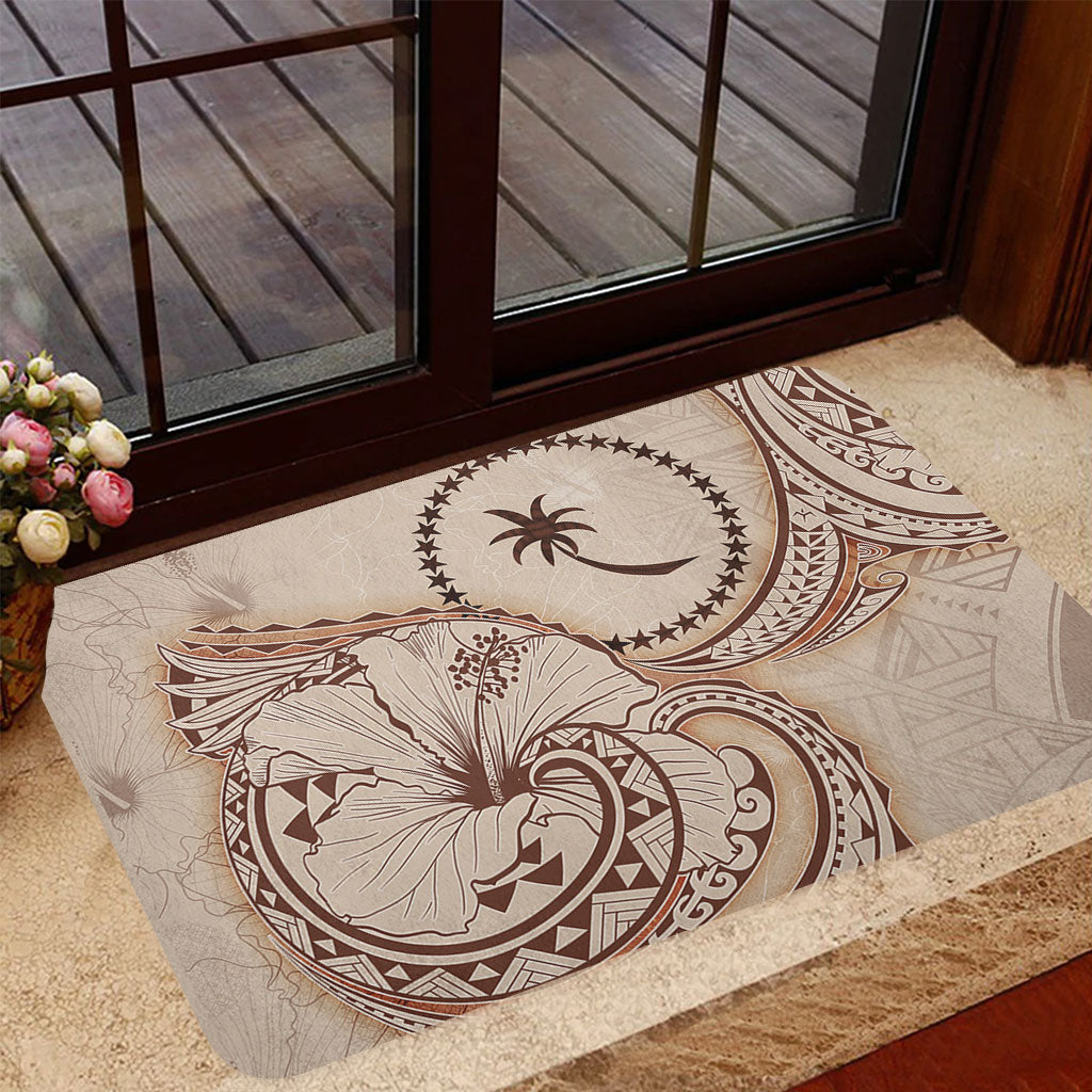 Chuuk State Door Mat Hibiscus Flower Vintage Style
