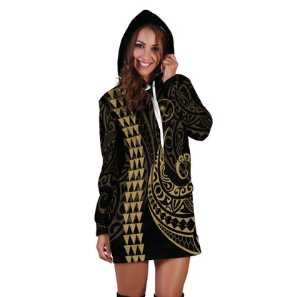 Chuuk State Hoodie Dress Kakau Style Gold