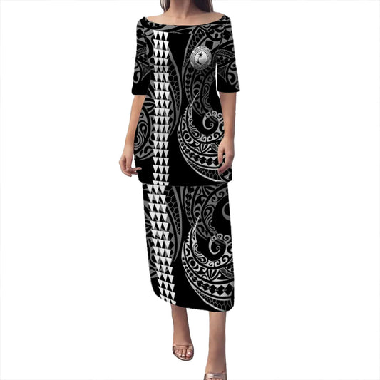 Chuuk State Puletasi Kakau Style White