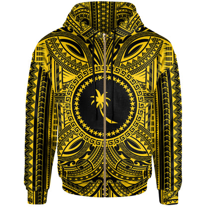 Chuuk All Over Hoodie - Chuuk Coat Of Arms Polynesian Gold Black