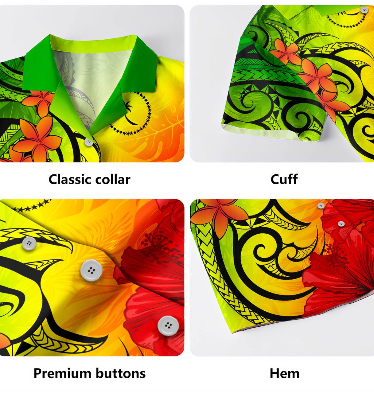 Kosrae Hawaiian Shirt Tribal Polynesia Tropical Hibiscus Flower