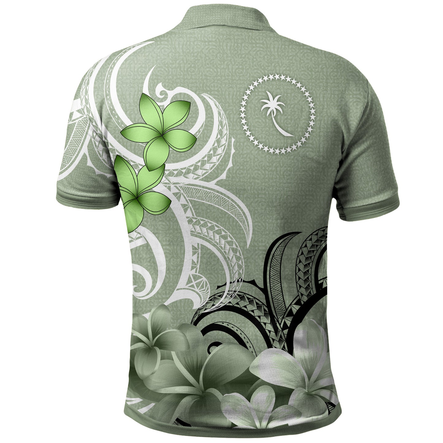 Chuuk State Polo Shirt Custom Personalised Floral Spirit Sage Green