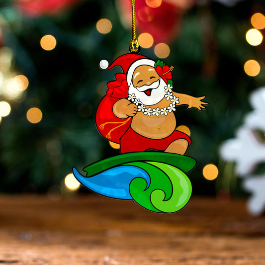 Hawaii Acrylic And Wooden Ornament Santa Claus Beach