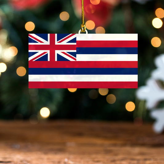 Hawaii Acrylic And Wooden Ornament Christmas Flag