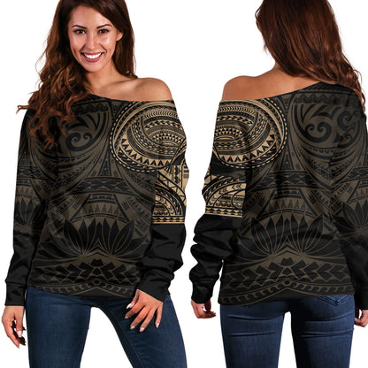 Polynesian Off Shoulder Sweatshirt Polynesian Pattern Special Design