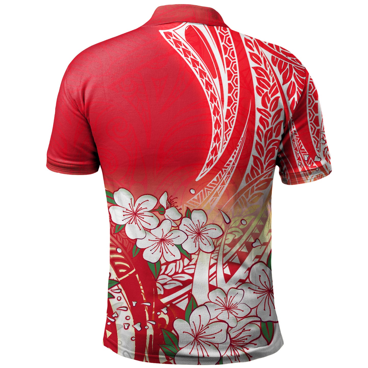 Polynesian Polo Shirt Polynesian Pattern Style White Flowers
