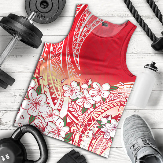 Polynesian Tank Top Polynesian Pattern Style White Flowers