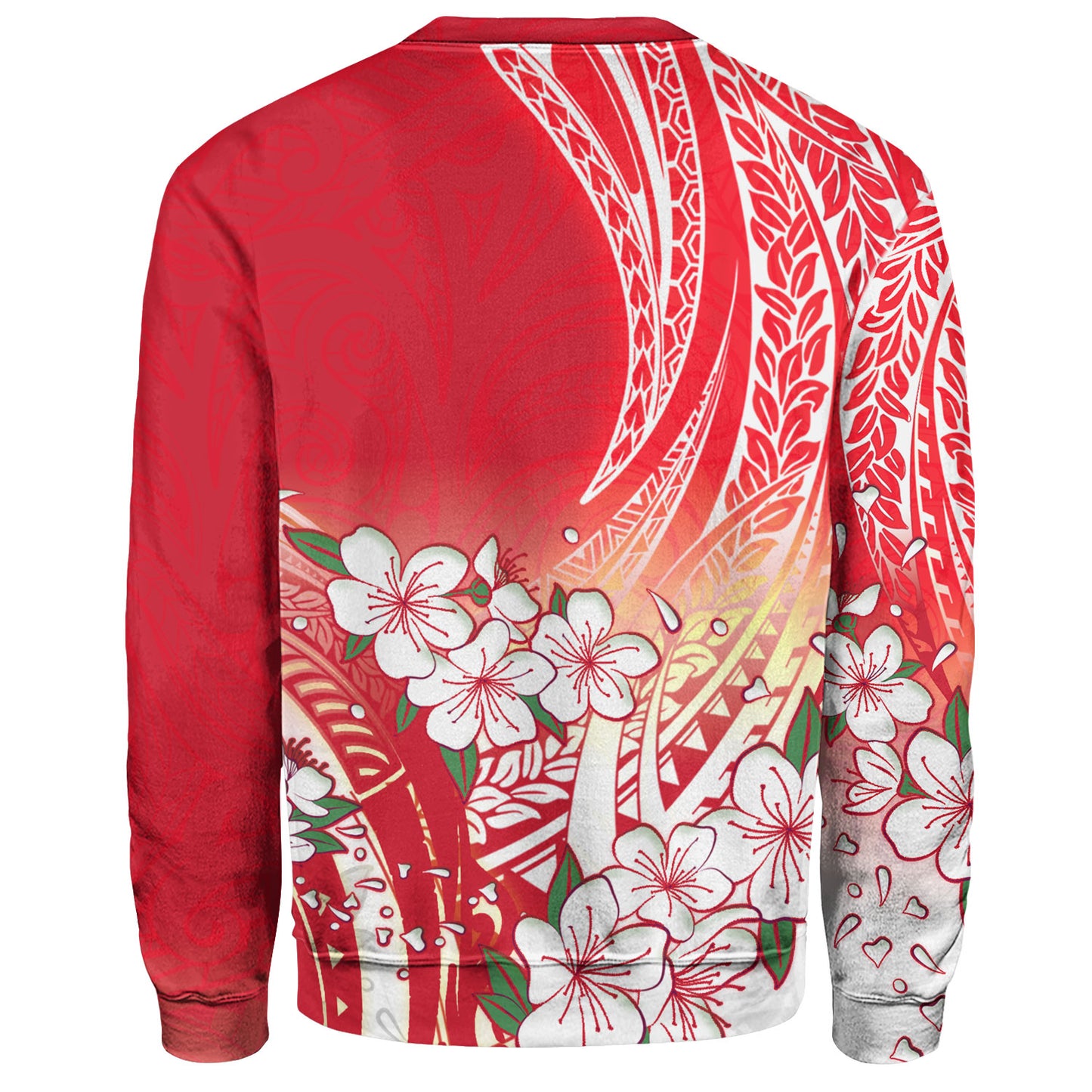 Polynesian Sweatshirt Polynesian Pattern Style White Flowers
