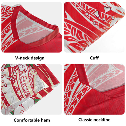 Polynesian Rugby Jersey Polynesian Pattern Style White Flowers