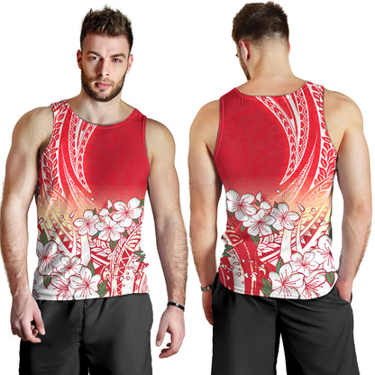 Polynesian Tank Top Polynesian Pattern Style White Flowers