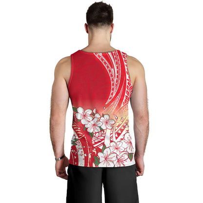 Polynesian Tank Top Polynesian Pattern Style White Flowers