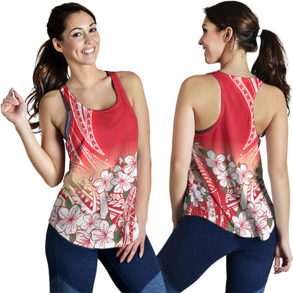 Polynesian Women Tank Polynesian Pattern Style White Flowers