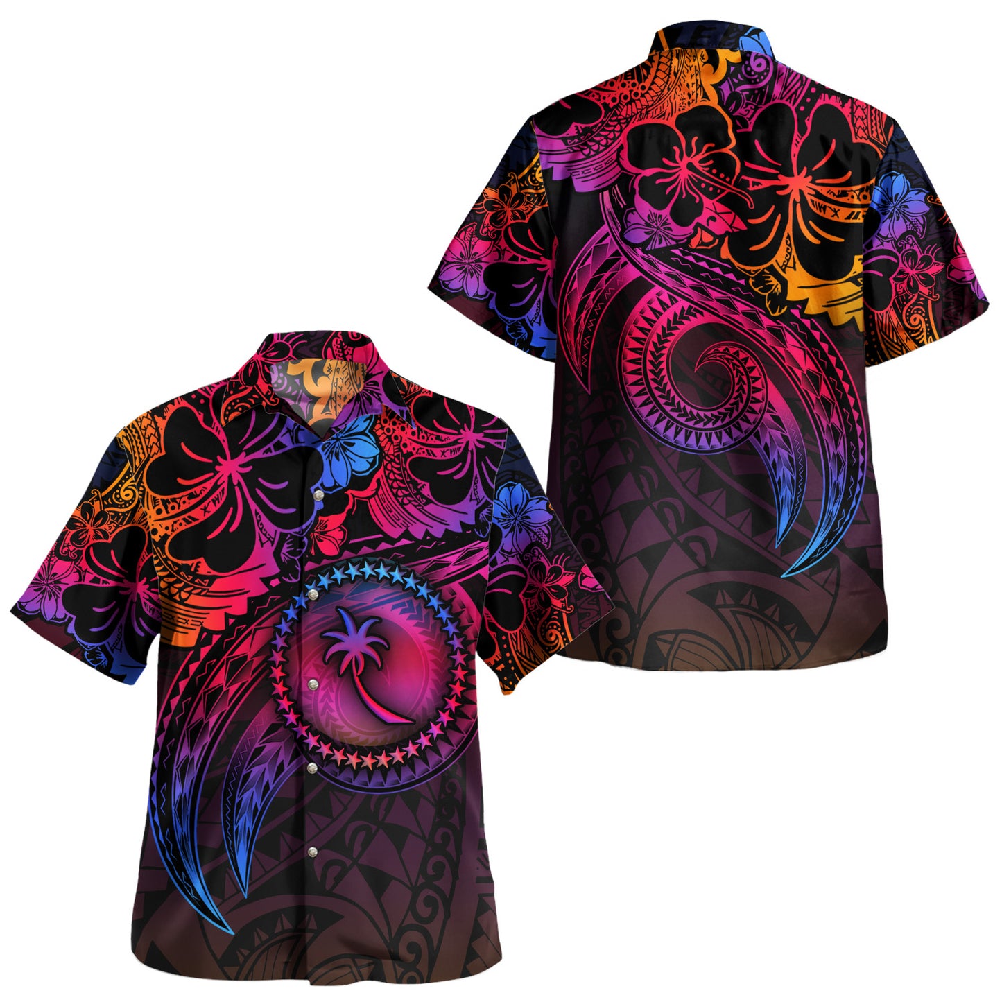 Chuuk State Combo Puletasi And Shirt Rainbow Style