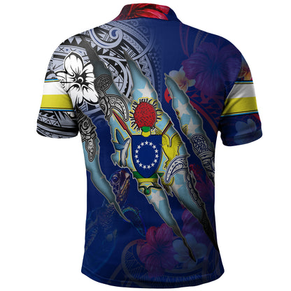 Cook Islands Polo Shirt Custom Cook Islander Blood Inside Me Polynesian Sleeve Tattoo Tropical Blue