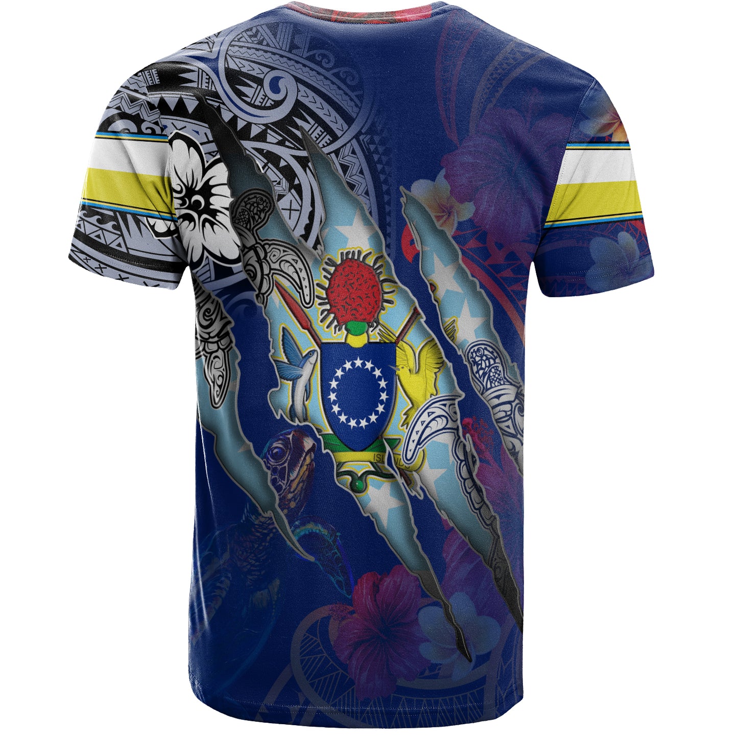 Cook Islands T-Shirt Custom Cook Islander Blood Inside Me Polynesian Sleeve Tattoo Tropical Blue