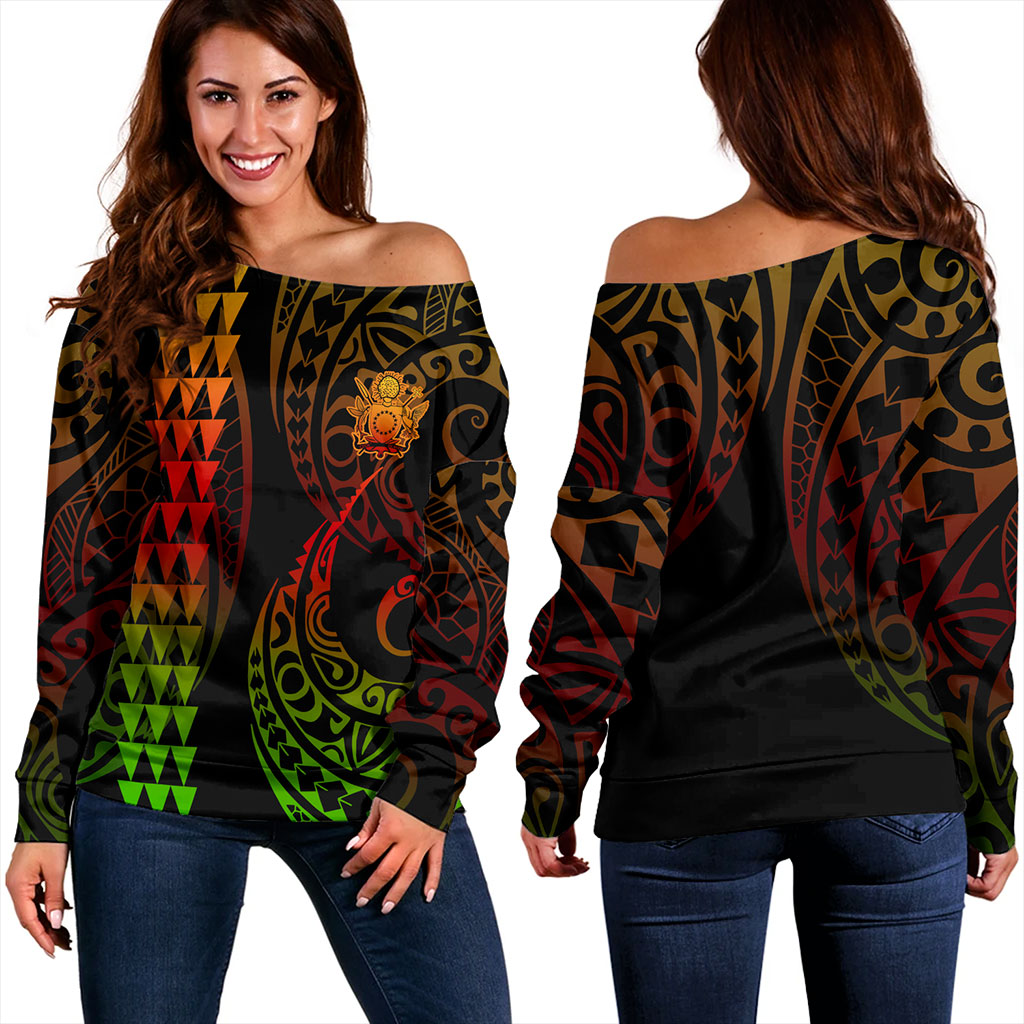 Cook Islands Off Shoulder Sweatshirt Kakau Style