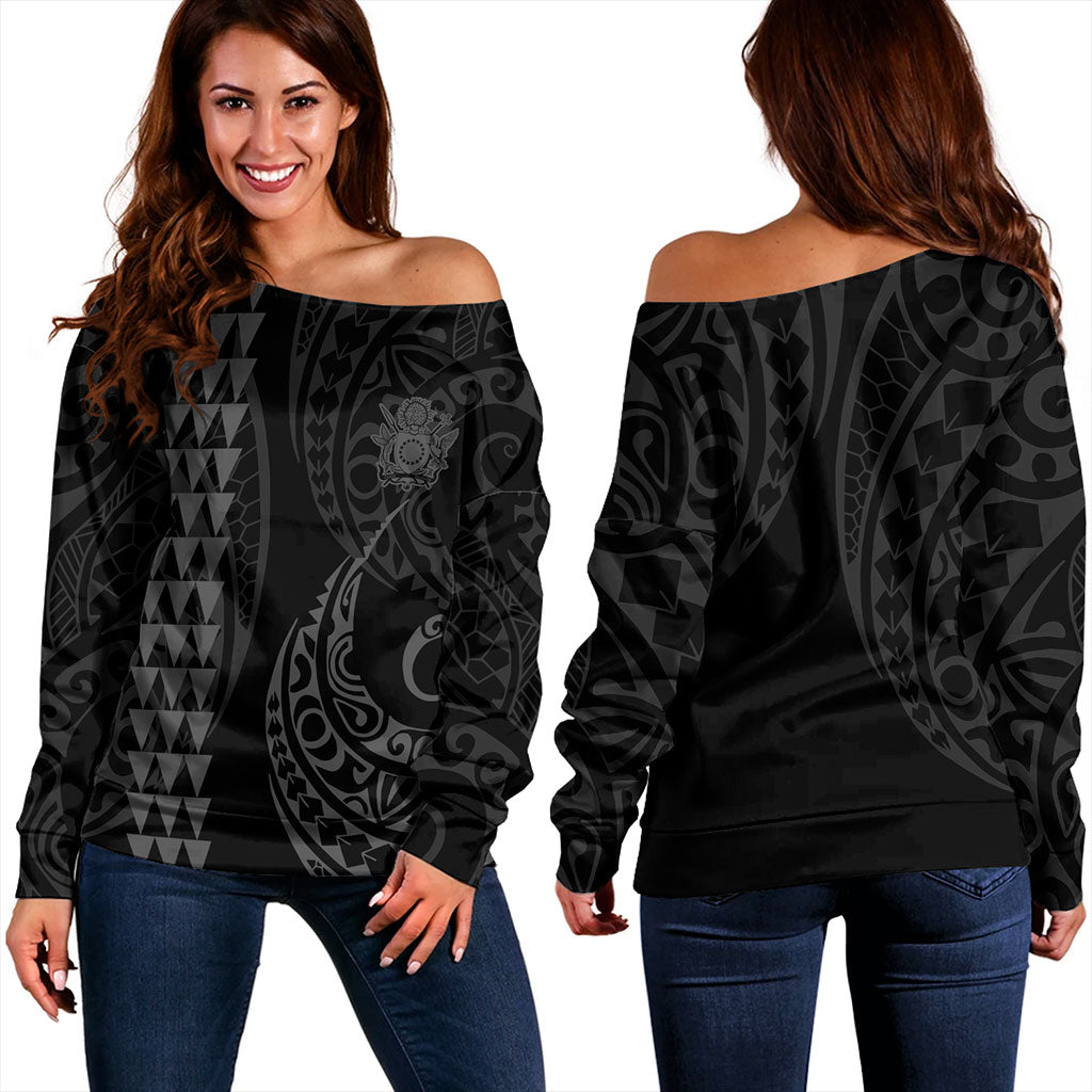 Cook Islands Off Shoulder Sweatshirt Kakau Style