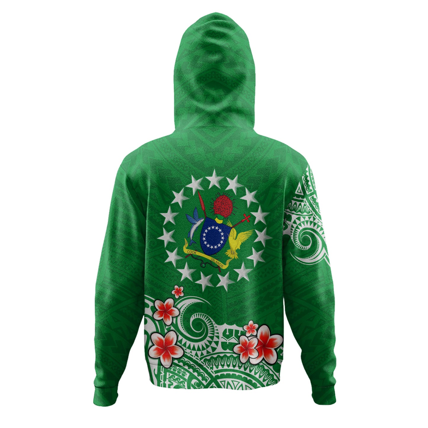 Cook Islands Hoodie Plumeria Flowers Tribal Motif Design