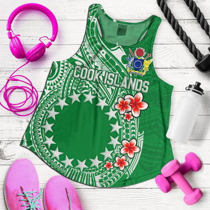 Cook Islands Women Tank Plumeria Flowers Tribal Motif Design