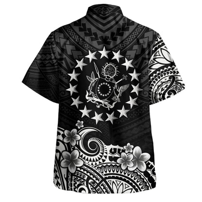 Cook Islands Hawaiian Shirt Plumeria Flowers Tribal Motif Design