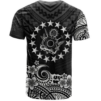 Cook Islands T-Shirt Plumeria Flowers Tribal Motif Design
