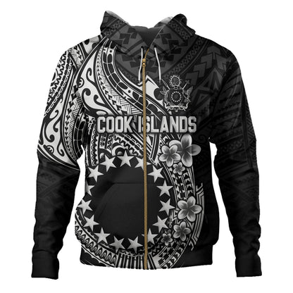 Cook Islands Hoodie Plumeria Flowers Tribal Motif Design
