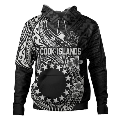 Cook Islands Hoodie Plumeria Flowers Tribal Motif Design