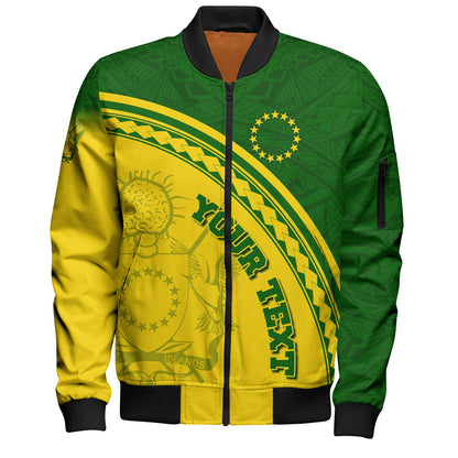Cook Islands Custom Personalised Bomber Jacket Polynesian Tribal Patterns Curve Style
