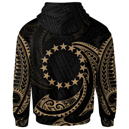 Cook Islands Polynesian Hoodie - Gold Tribal Wave