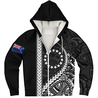 Cook Islands Sherpa Hoodie Tribal Polynesian Coat Of Arms