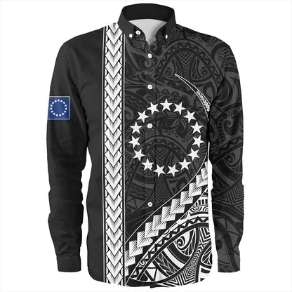 Cook Islands Long Sleeve Shirt Tribal Polynesian Coat Of Arms