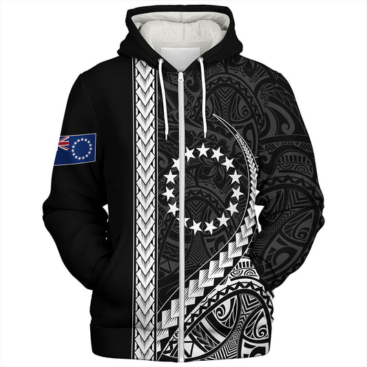 Cook Islands Sherpa Hoodie Tribal Polynesian Coat Of Arms